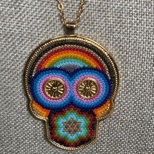 Morena Corazon skull beaded pendant necklace